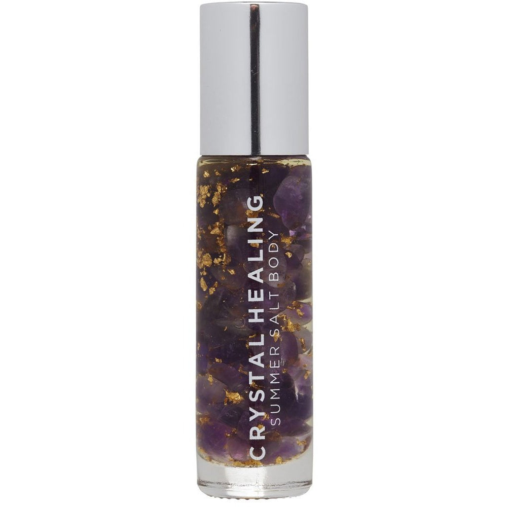 summer salt body essential oil roller with 24k gold sleep - amethyst crystals 10ml