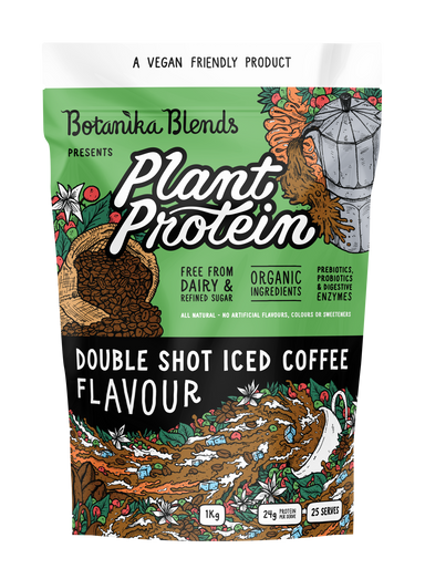 botanika blends plant protein double shot iced coffee 1kg