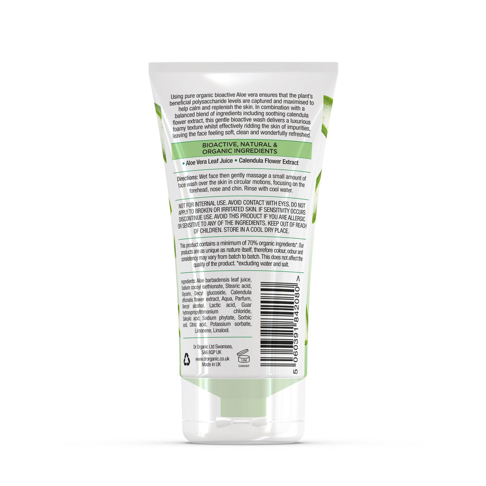 dr. organic creamy face wash organic aloe vera 150ml