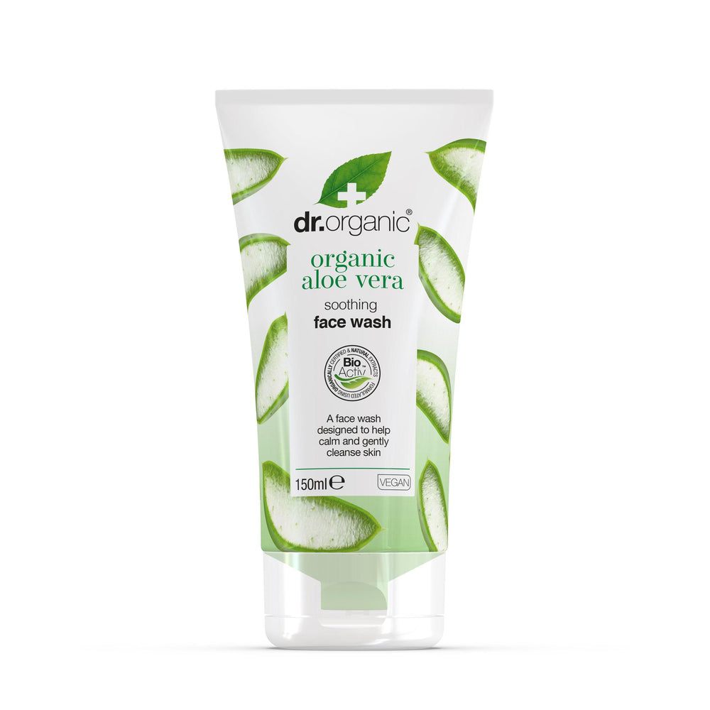 dr. organic creamy face wash organic aloe vera 150ml