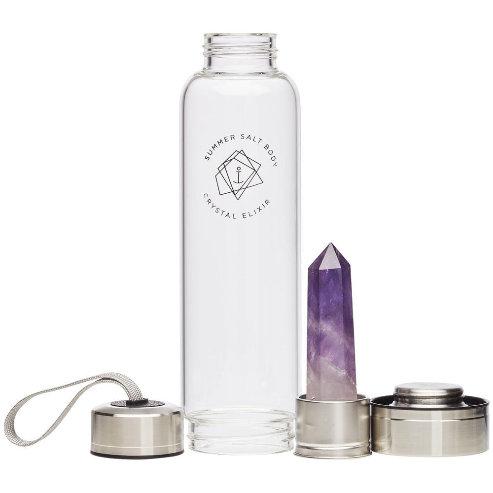 SPECIAL OFFER Summer Salt Body Crystal Elixir Glass Water Bottle Amethyst 550ml