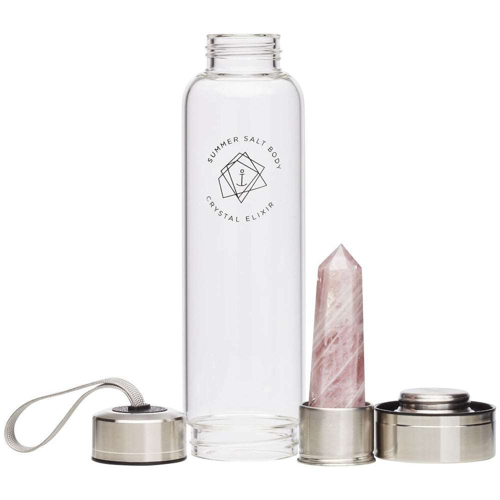 SPECIAL OFFER Summer Salt Body Crystal Elixir Glass Water Bottle Rose Quartz 550ml