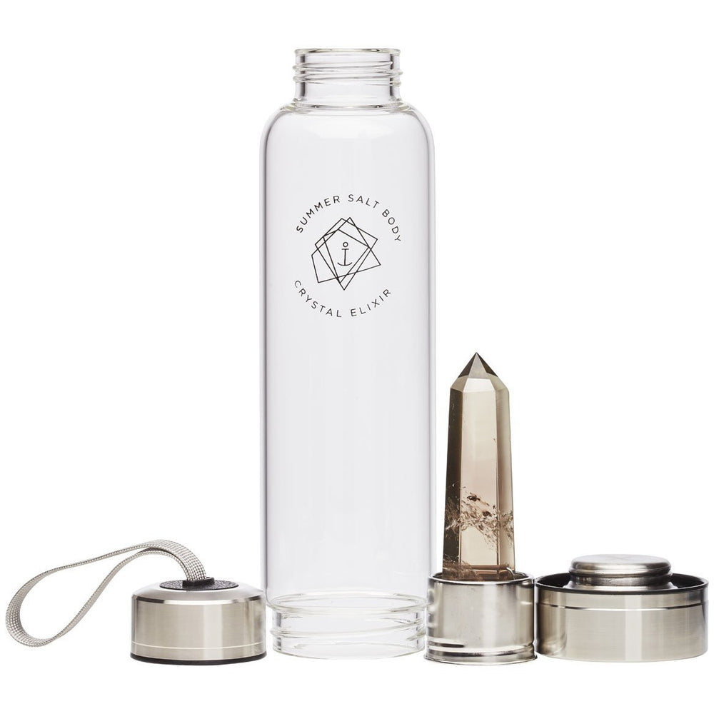SPECIAL OFFER Summer Salt Body Smoky Quartz Crystal Elixir - Glass Water Bottle 550ml