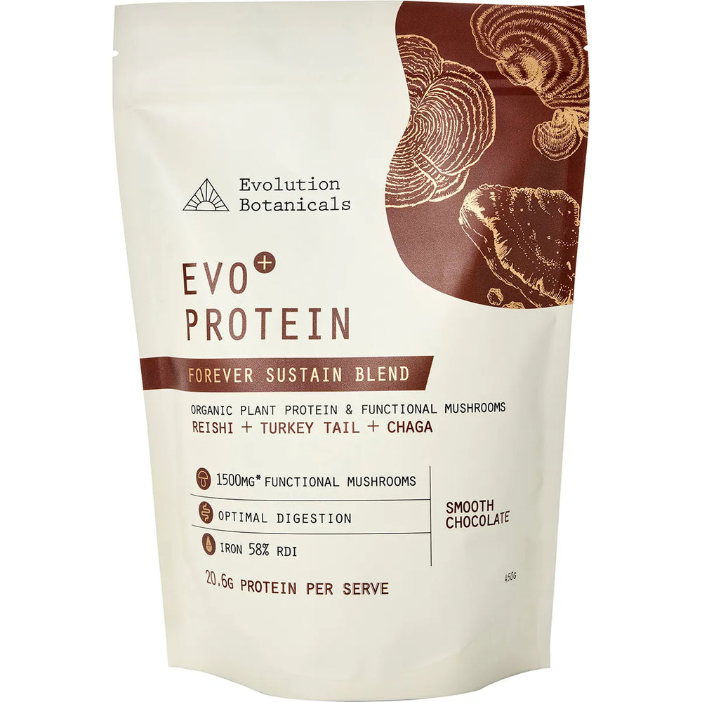 (CLEARANCE BB 11/11/24) Evolution Botanicals EVO Protein Forever Sustain Blend Smooth Chocolate 450g