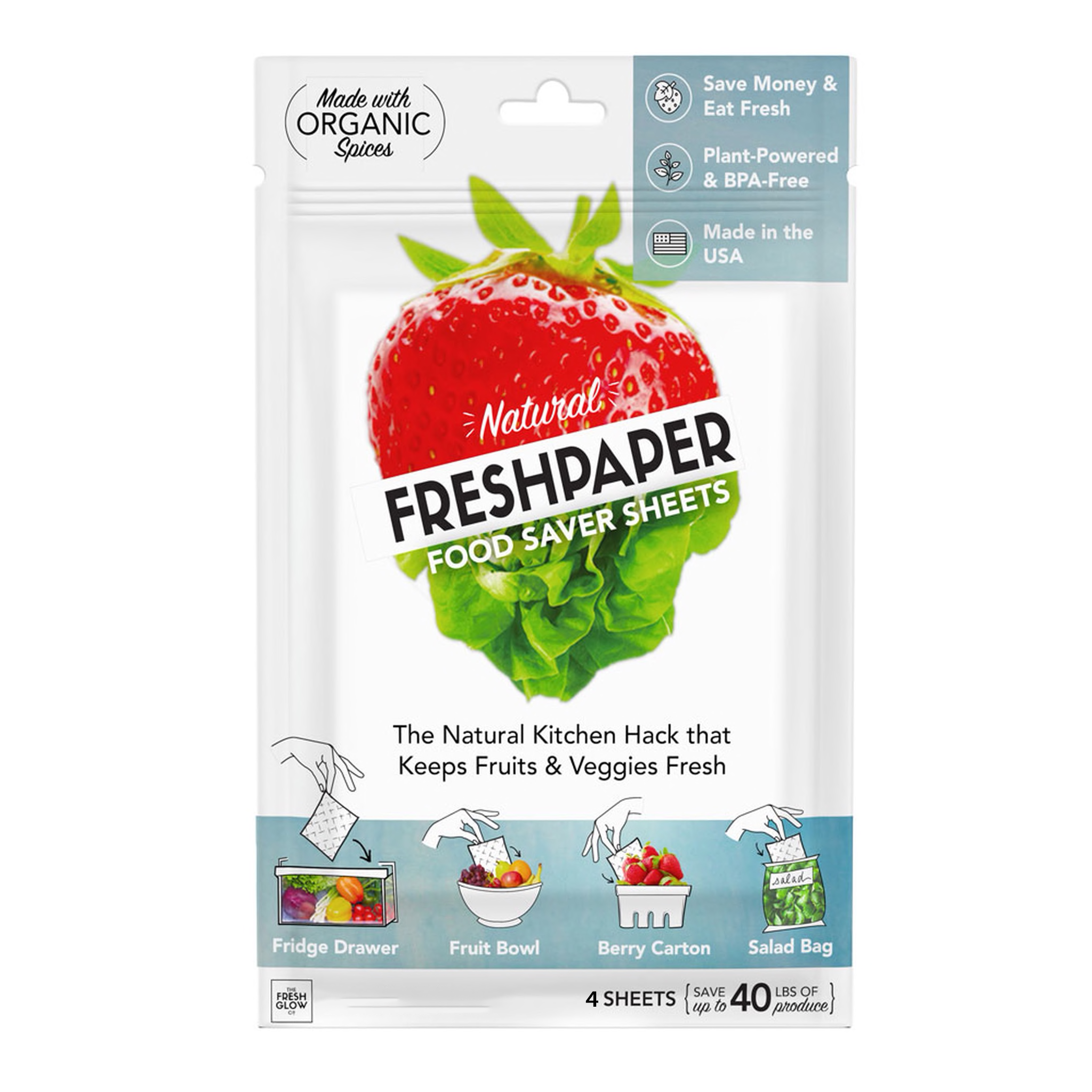 freshpaper natural food saver produce 4 sheets