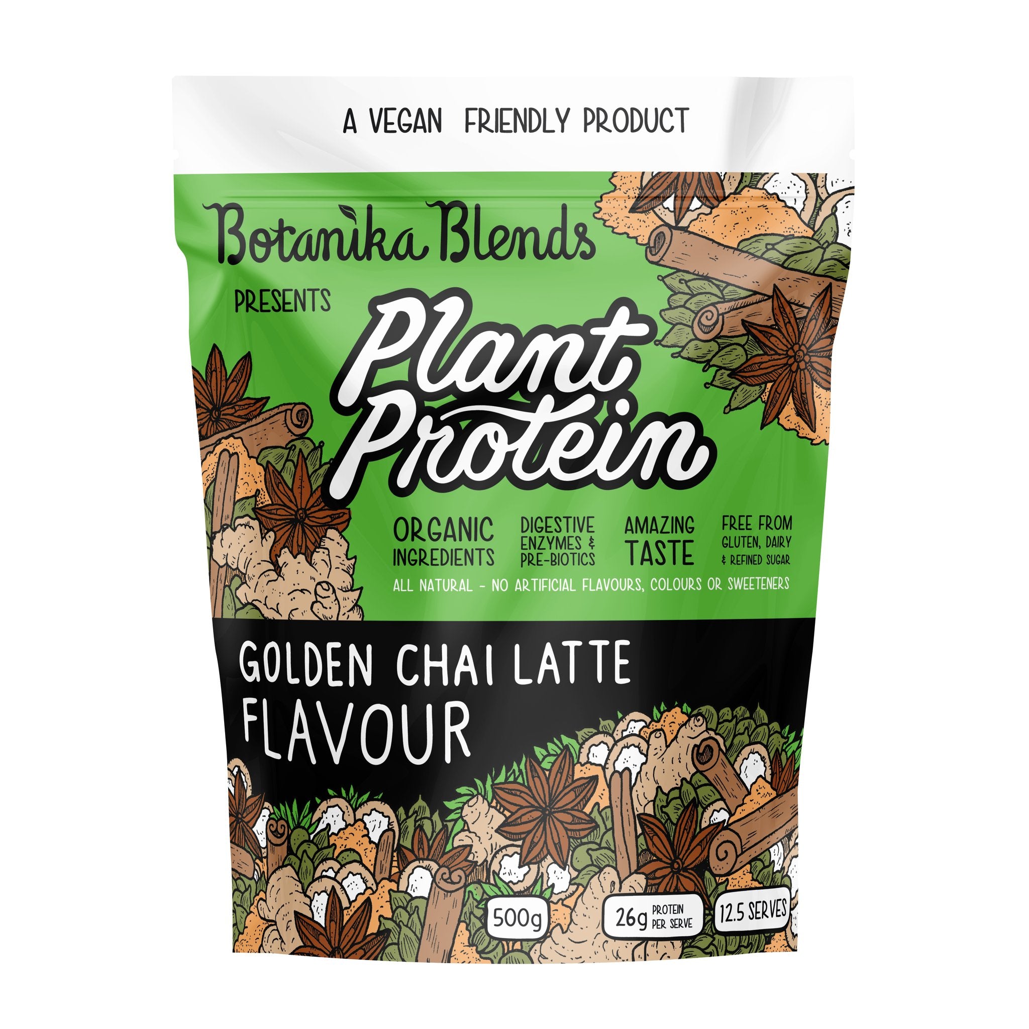 botanika blends plant protein golden chai latte 1kg