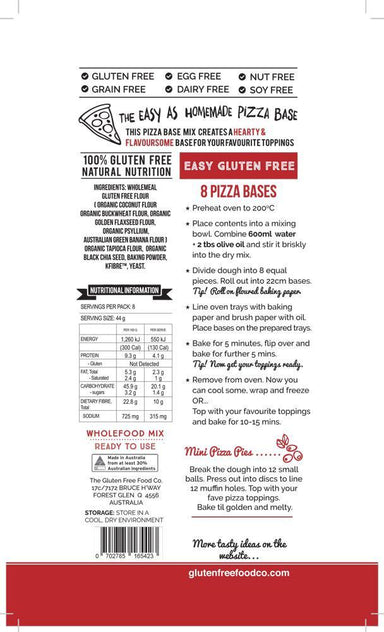 the gluten free food co quick pizza base mix 350g