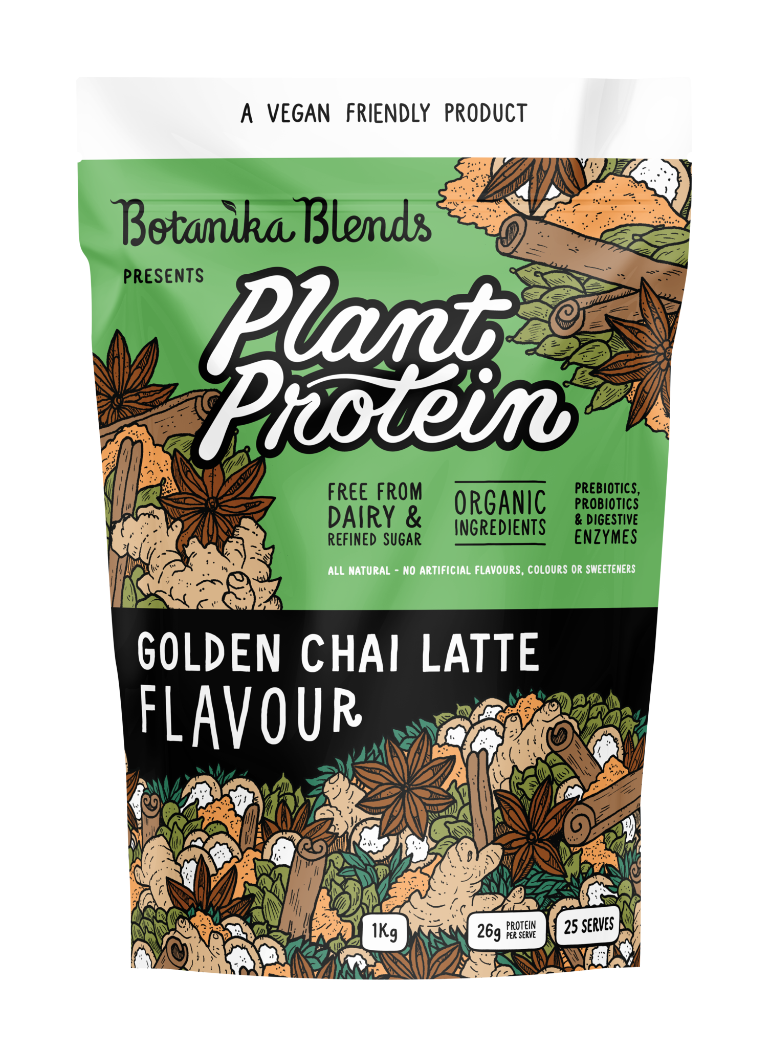 botanika blends plant protein golden chai latte 500gms
