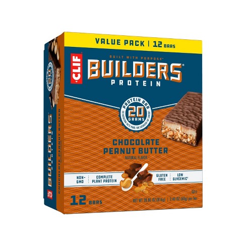 clif builder's protein bar 12x68g chocolate peanut butter