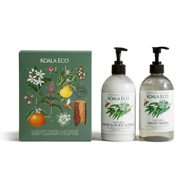 koala eco hand wash & body lotion gift pack lemon scented, eucalyptus & rosemary 2x500ml
