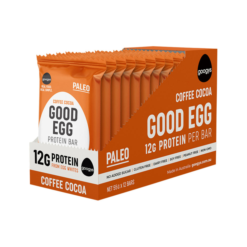 googys good egg protein bar coffee cocoa 55g x 12