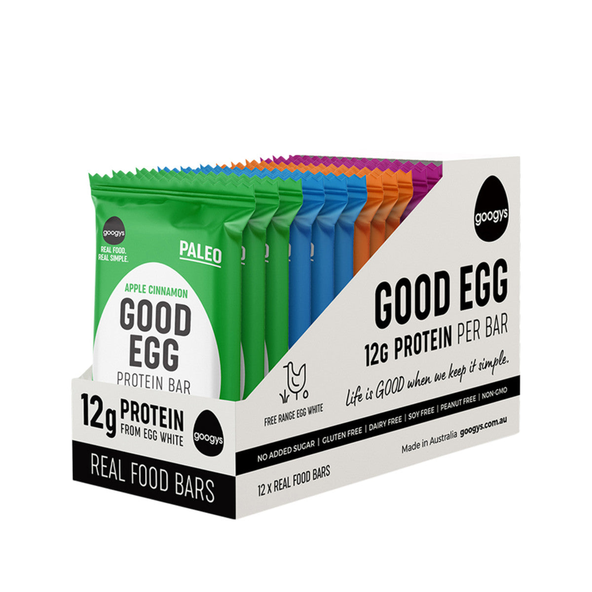 googys good egg protein bar mixed 55g x 12