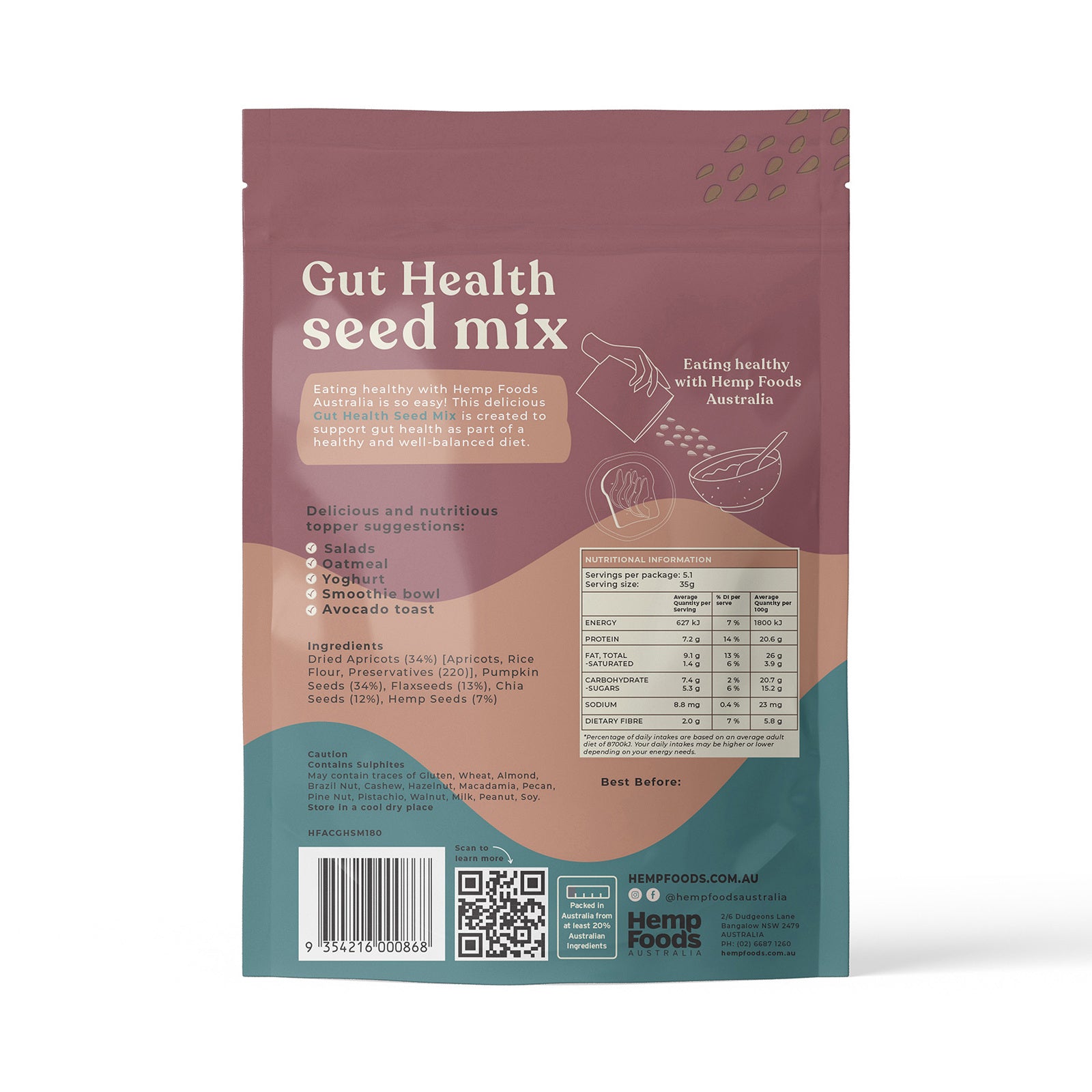 (CLEARANCE) Hemp Foods Australia Gut Health Seed Mix 180g