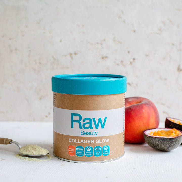 PRICE DROPPED  Amazonia Raw Beauty Collagen Glow Peach Passionfruit 200g