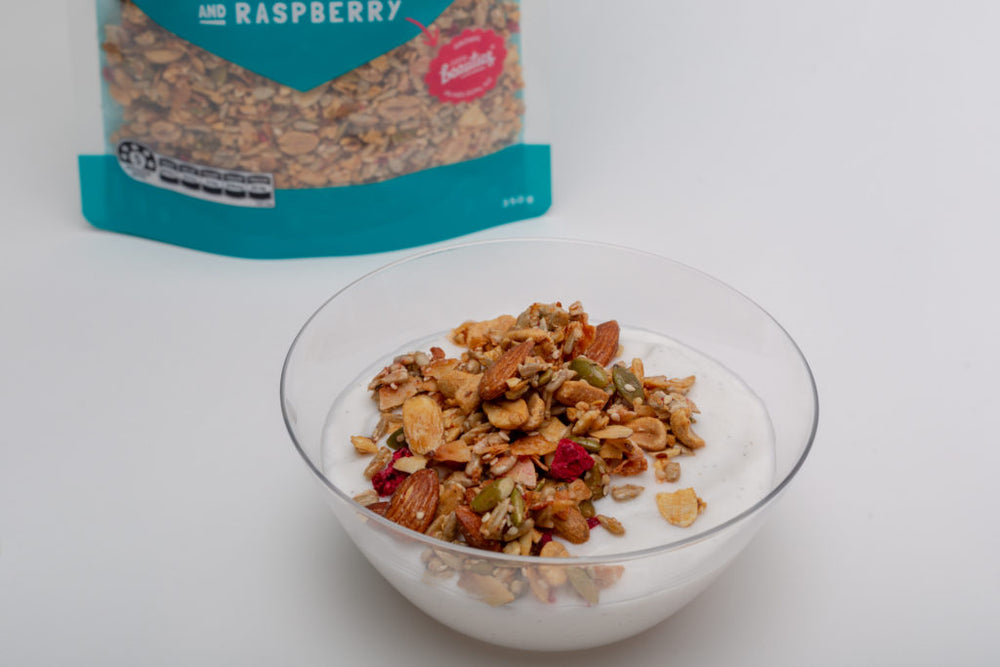 blue frog keto cereal - almond peanut & raspberry 300g