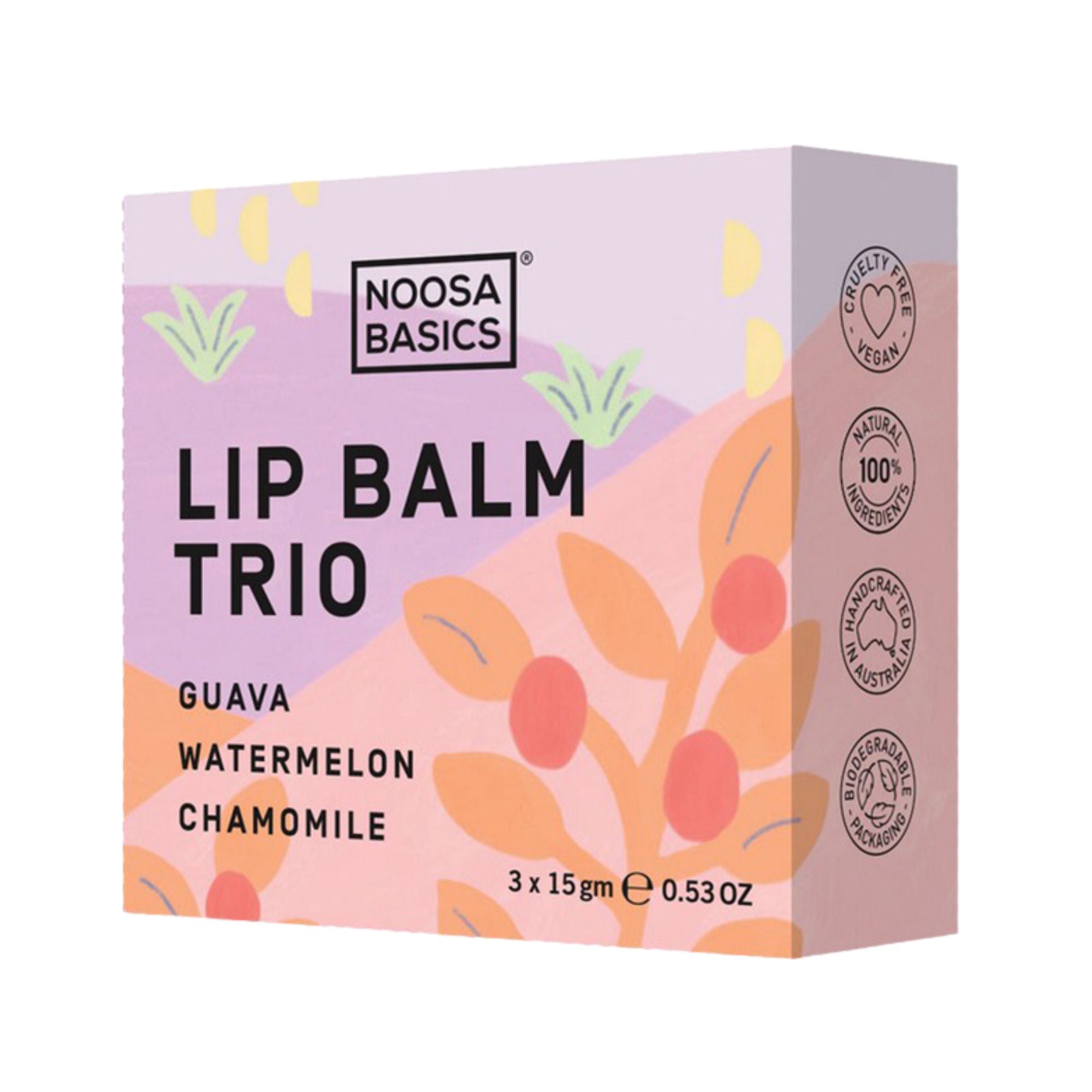 Noosa Basics Lip Balm Trio (Guava/ Watermelon / Chamomile)