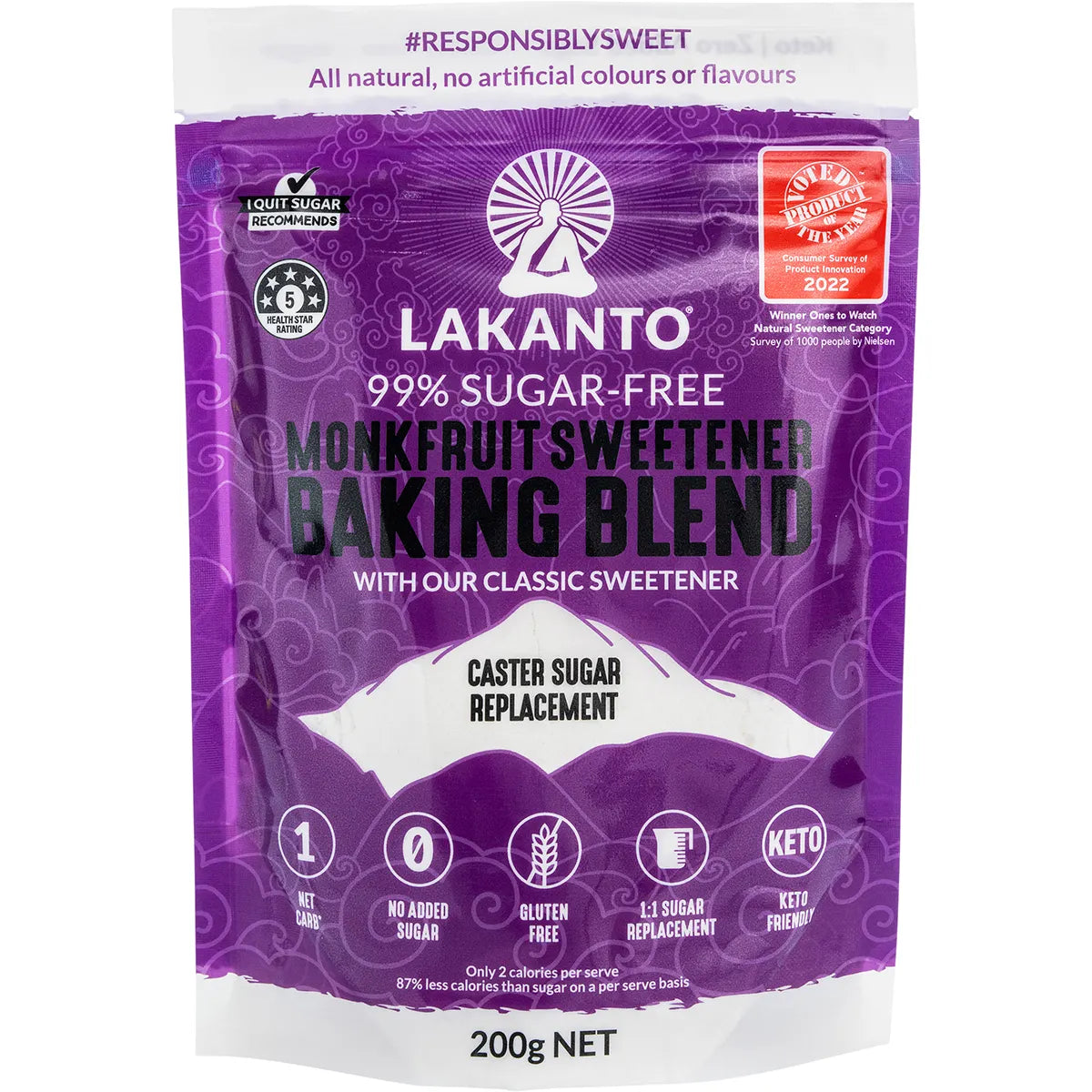Lakanto Baking Blend Monkfruit Sweetener - Caster Sugar Substitute 200g