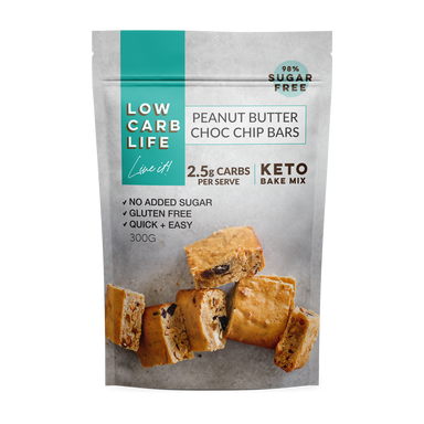low carb life peanut butter choc chip bars keto bake mix 300g