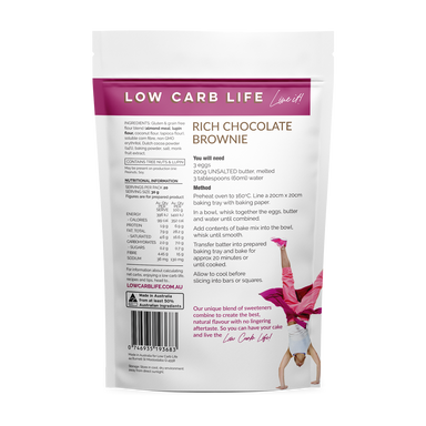 low carb life rich chocolate brownies keto bake mix 300g