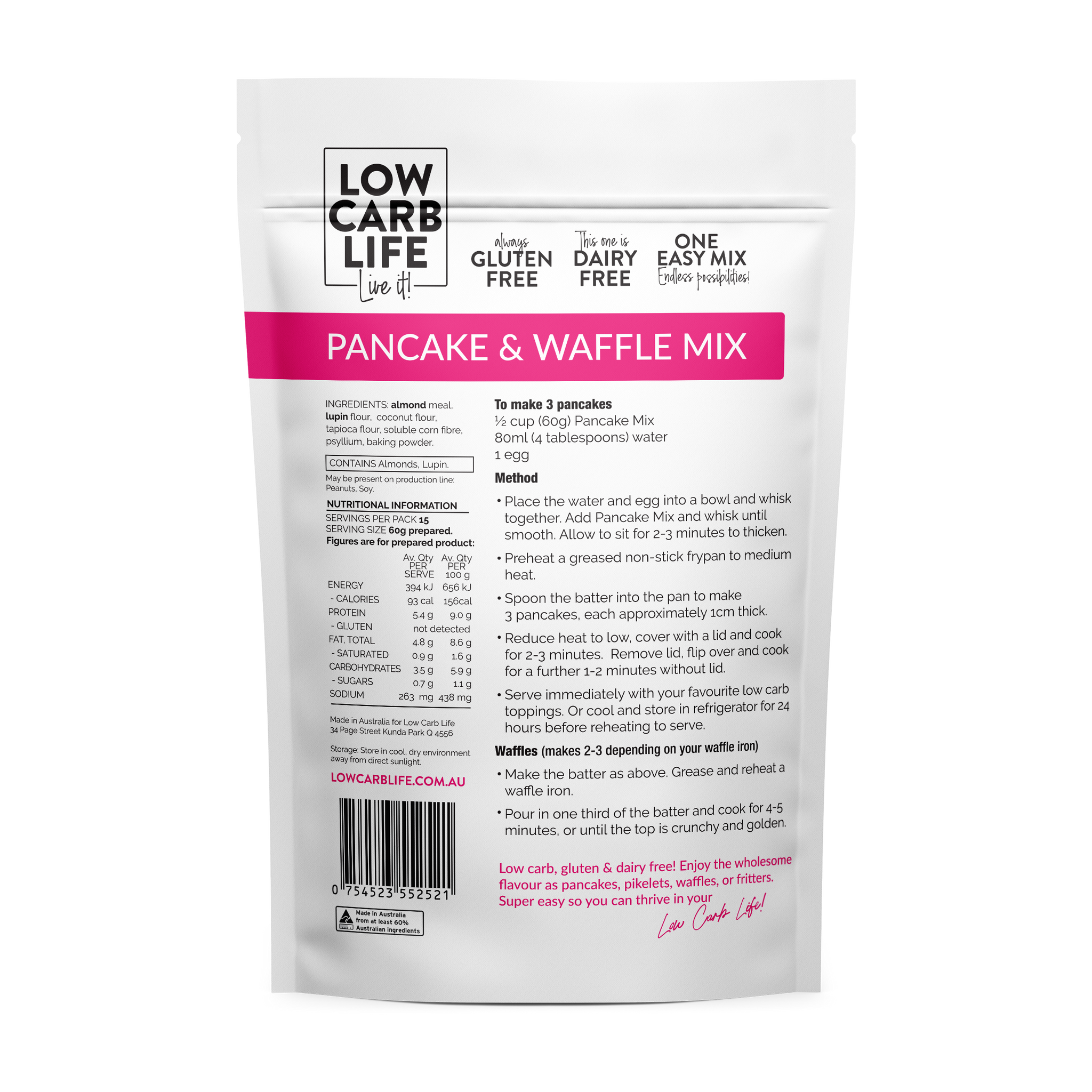 low carb life pancake and waffle mix keto bake mix 300g