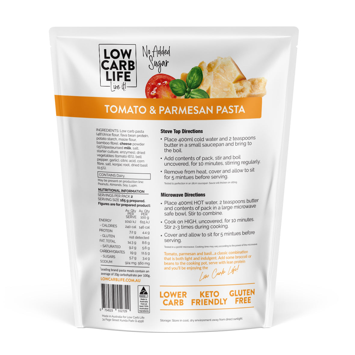 LOW CARB LIFE One Pot Pasta Tomato & Parmesan 10x90g