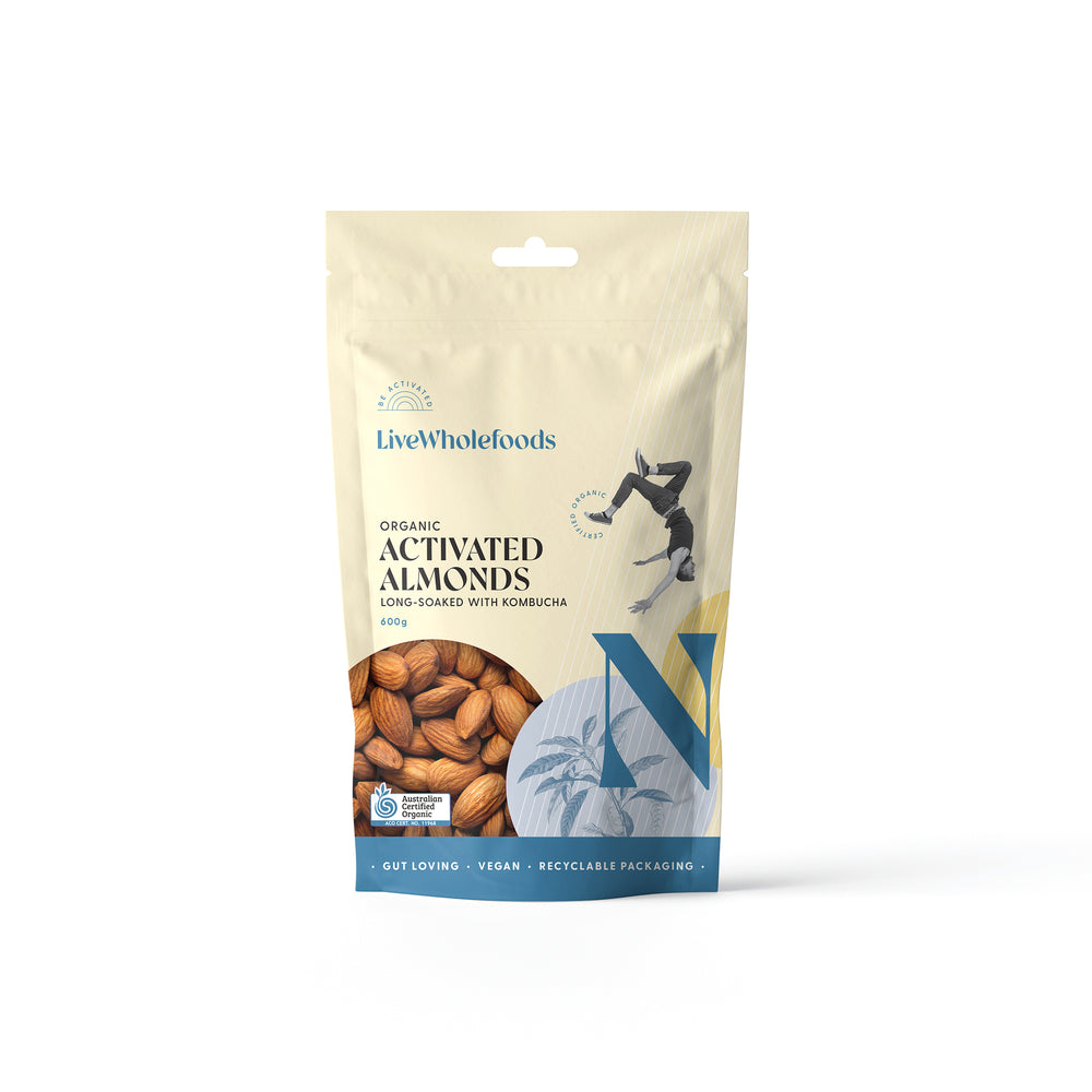 live wholefoods organic activated almonds 600g