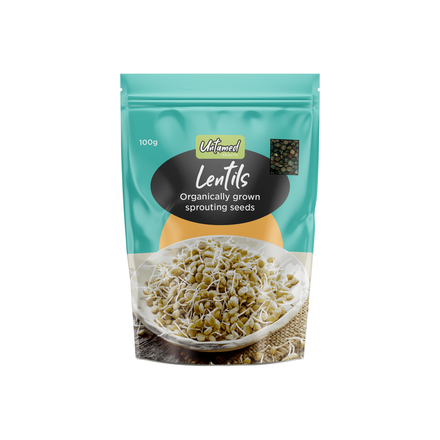 untamed health organically grown sprouting seeds lentils 100g