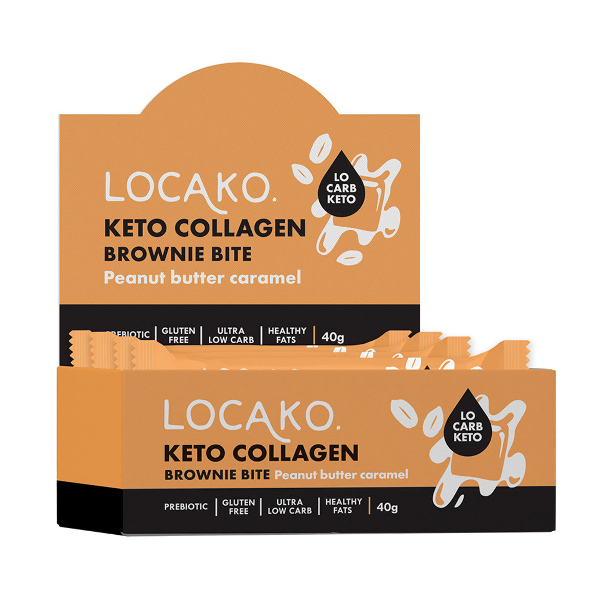 locako grass fed collagen brownie bite peanut butter caramel 40g x 15