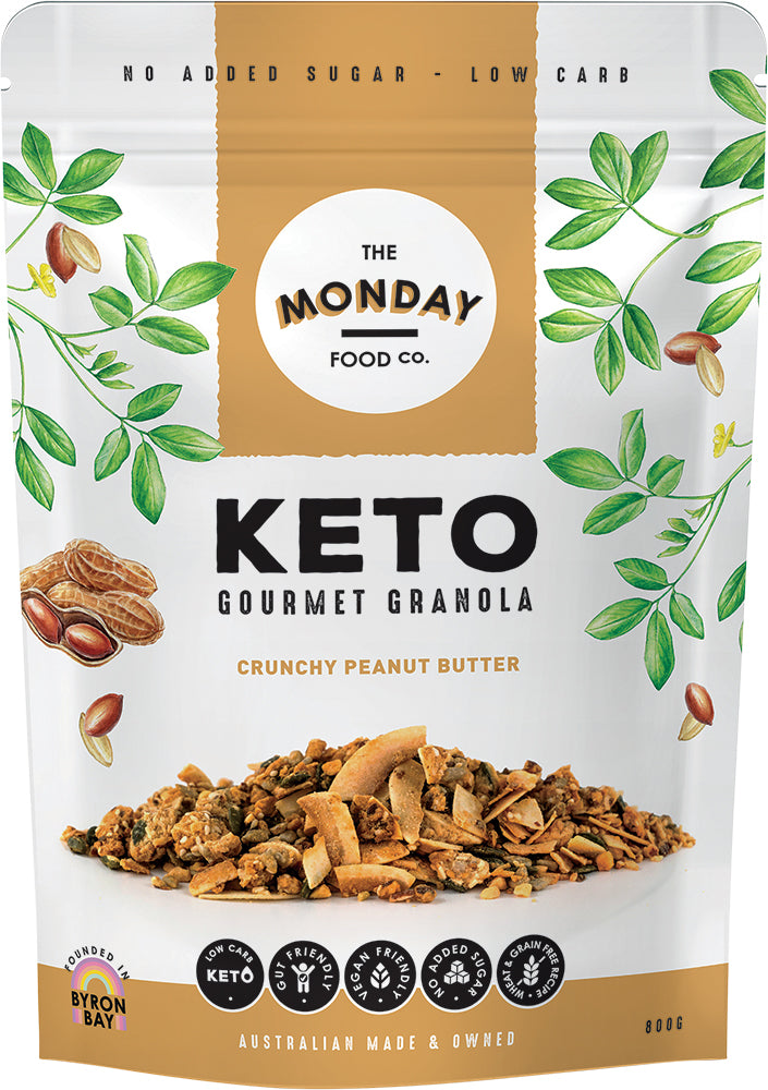 the monday food co keto granola crunchy peanut butter vegan 800gms
