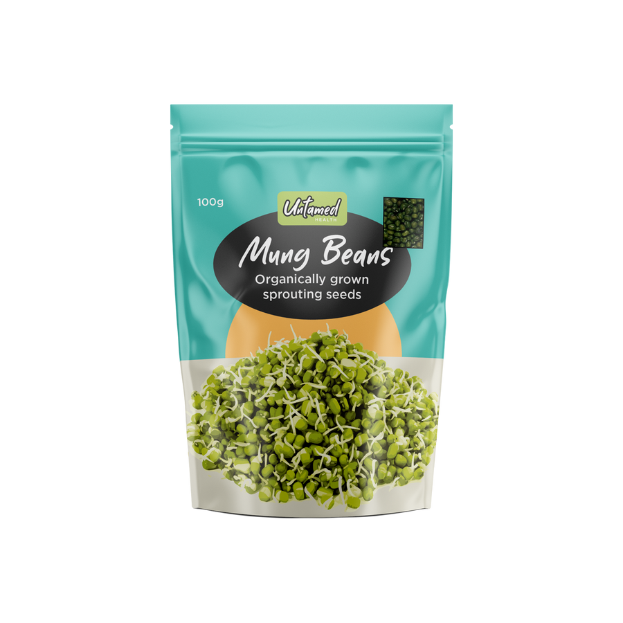 untamed health organically grown sprouting seeds mung beans 100g