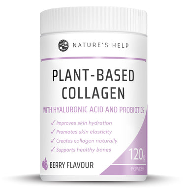 nature's help plant-based collagen powder berry - with hyaluronic acid & probiotics 120g