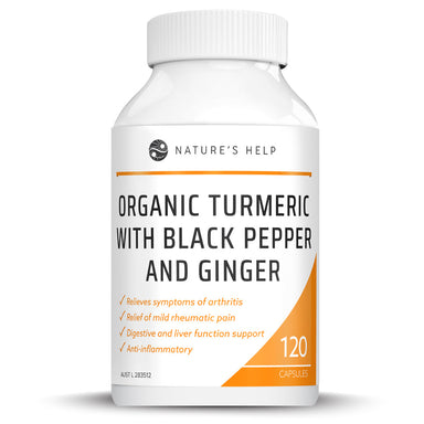 nature's help organic turmeric with black pepper & ginger 120 capsules