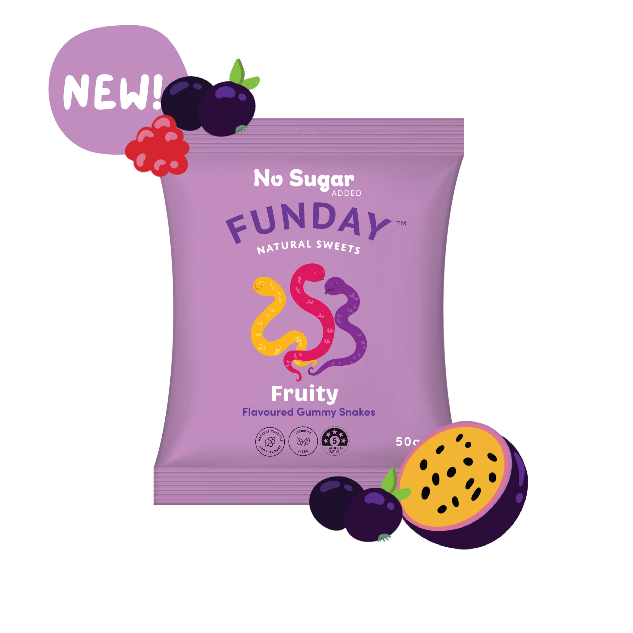 Funday Natural Sweets Gummy Snakes Fruity 50g