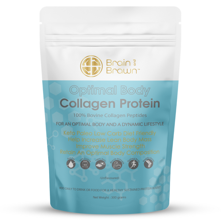 brain and brawn optimal body collagen protein (100% bovine collagen peptides) unflavoured 300g