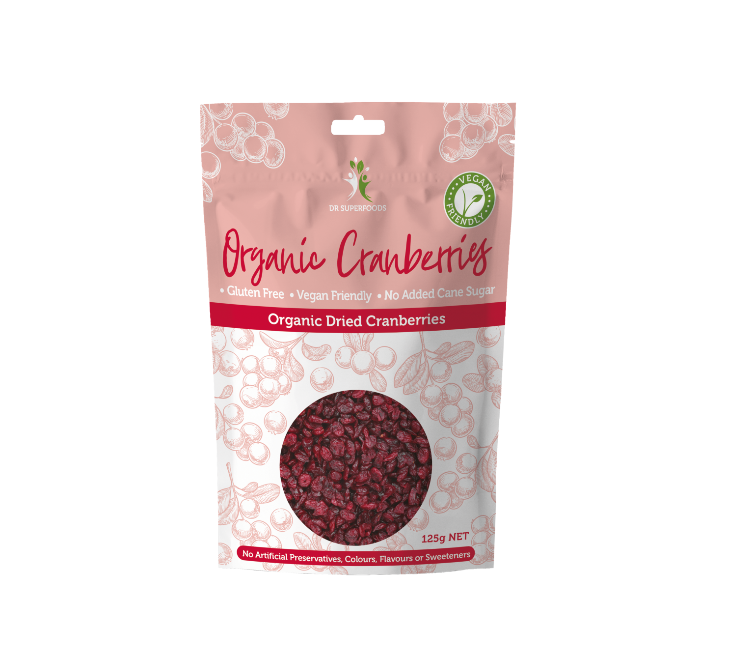 dr superfoods dried cranberries organic 125g