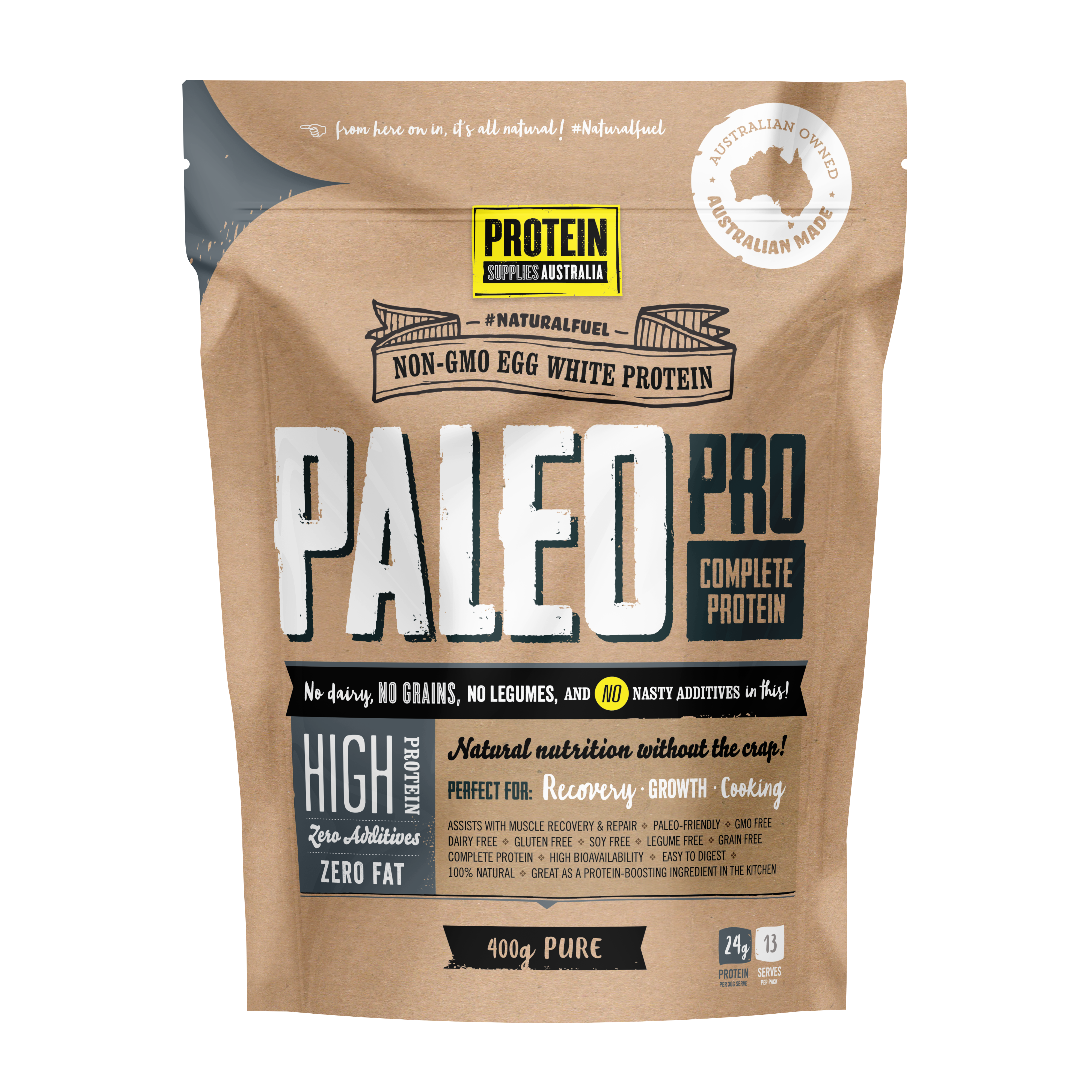 protein supplies aust. paleopro (egg white protein) pure 400g