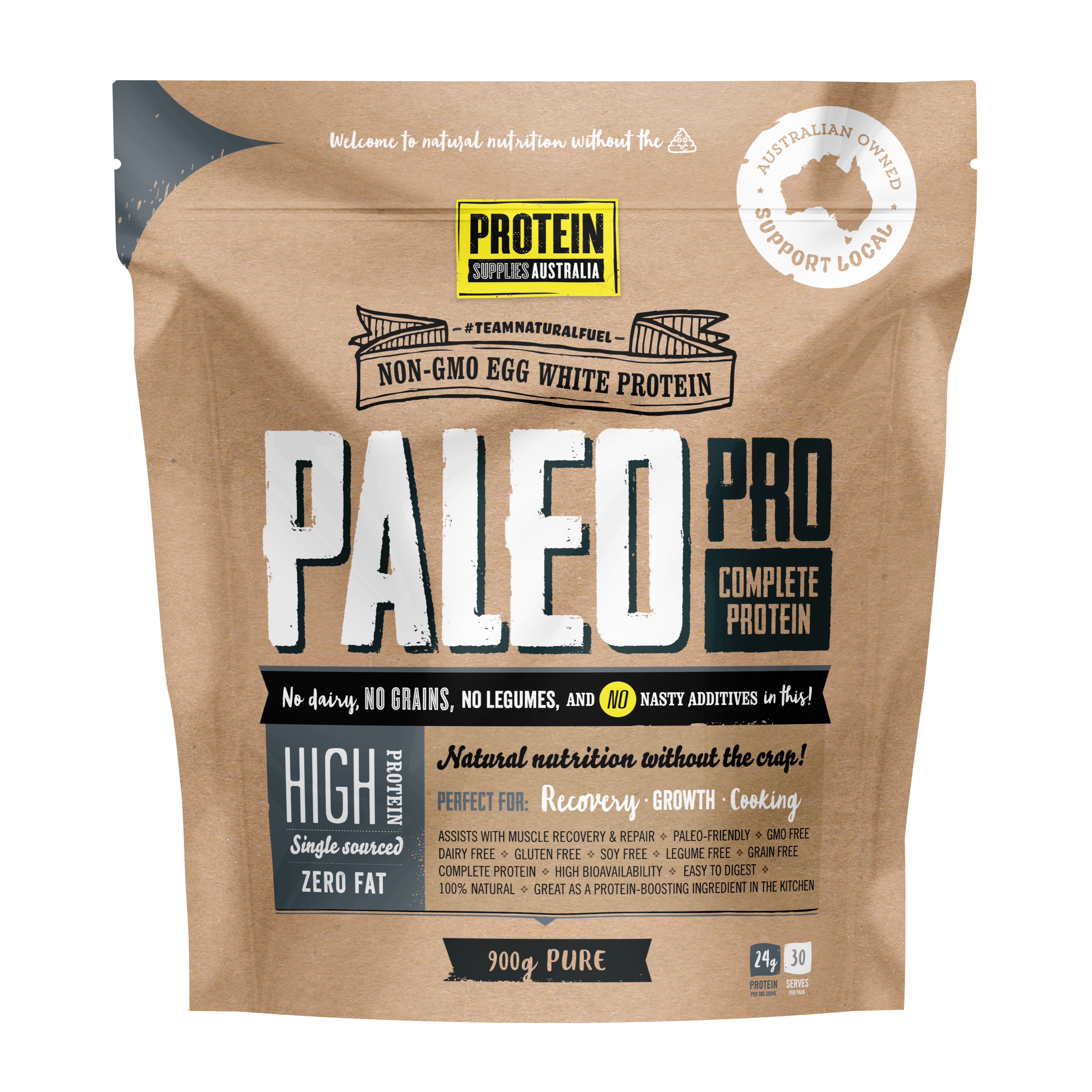protein supplies aust. paleopro (egg white protein) pure 900g