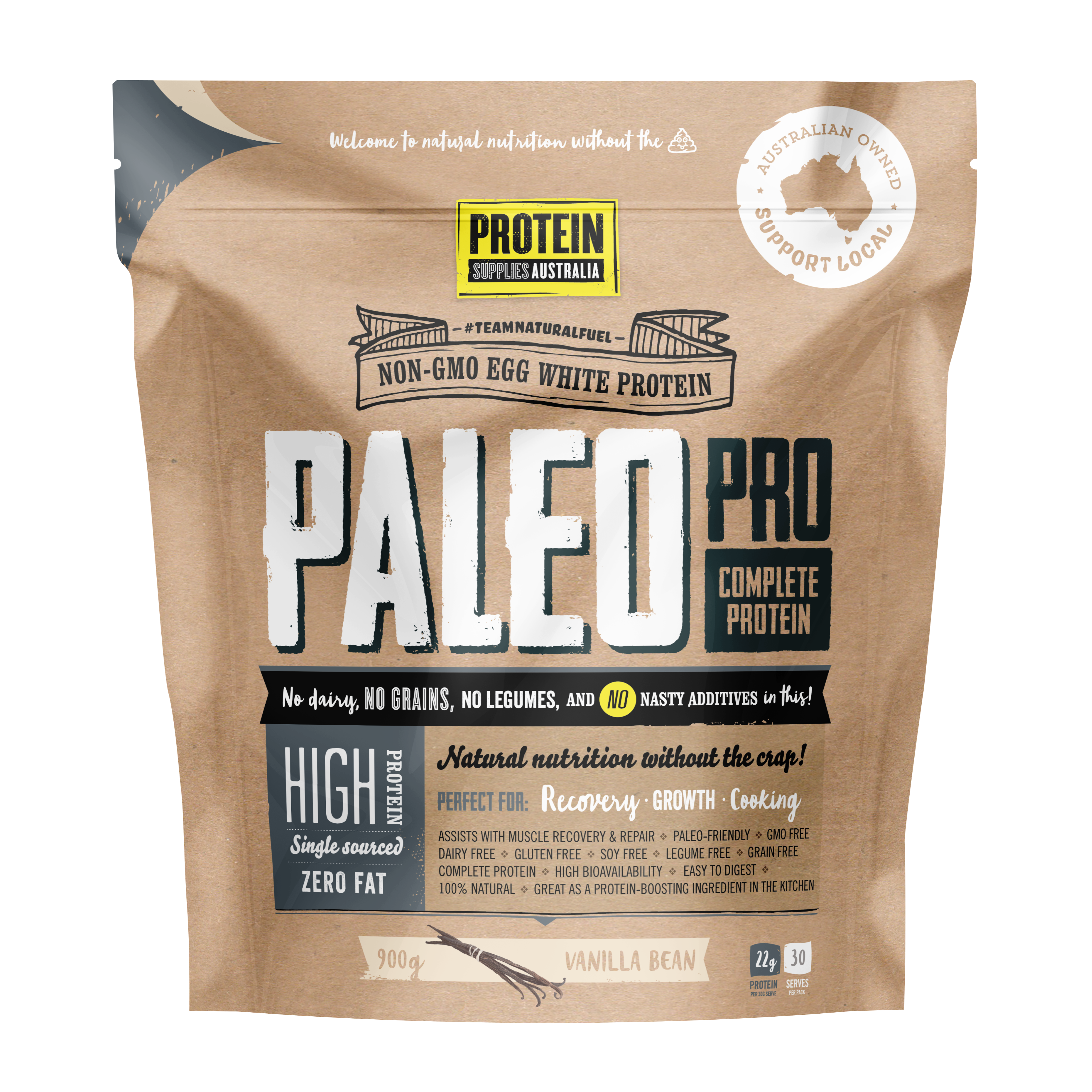 protein supplies aust. paleopro (egg white protein) vanilla bean 900g
