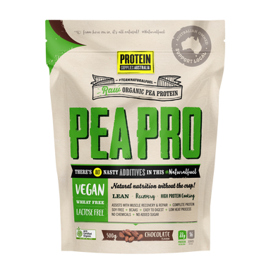 protein supplies aust. peapro (raw pea protein) chocolate 500g