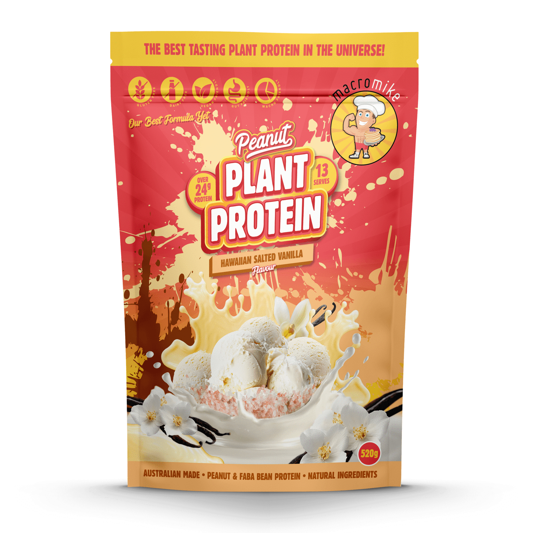 macro mike peanut plant protein hawaiian salted vanilla 520g