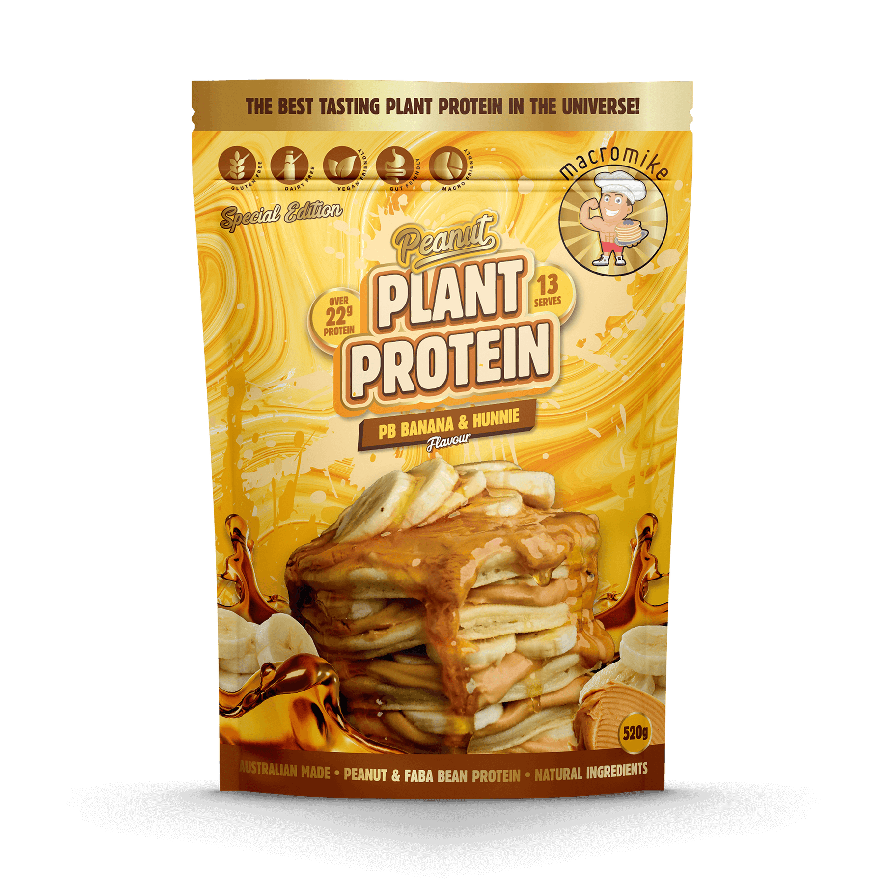 Macro Mike Peanut Plant Protein PB Banana & Hunnie 520g