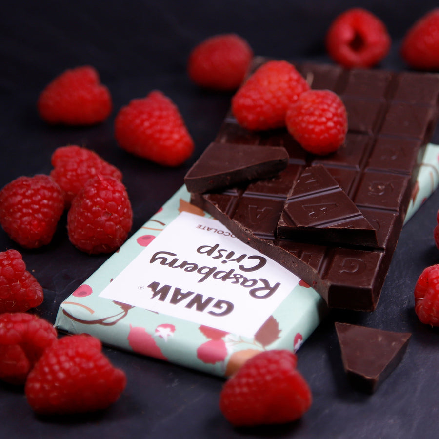 (CLEARANCE!) Gnaw Handcrafted Dark Chocolate 70% Raspberry Crisp 100g