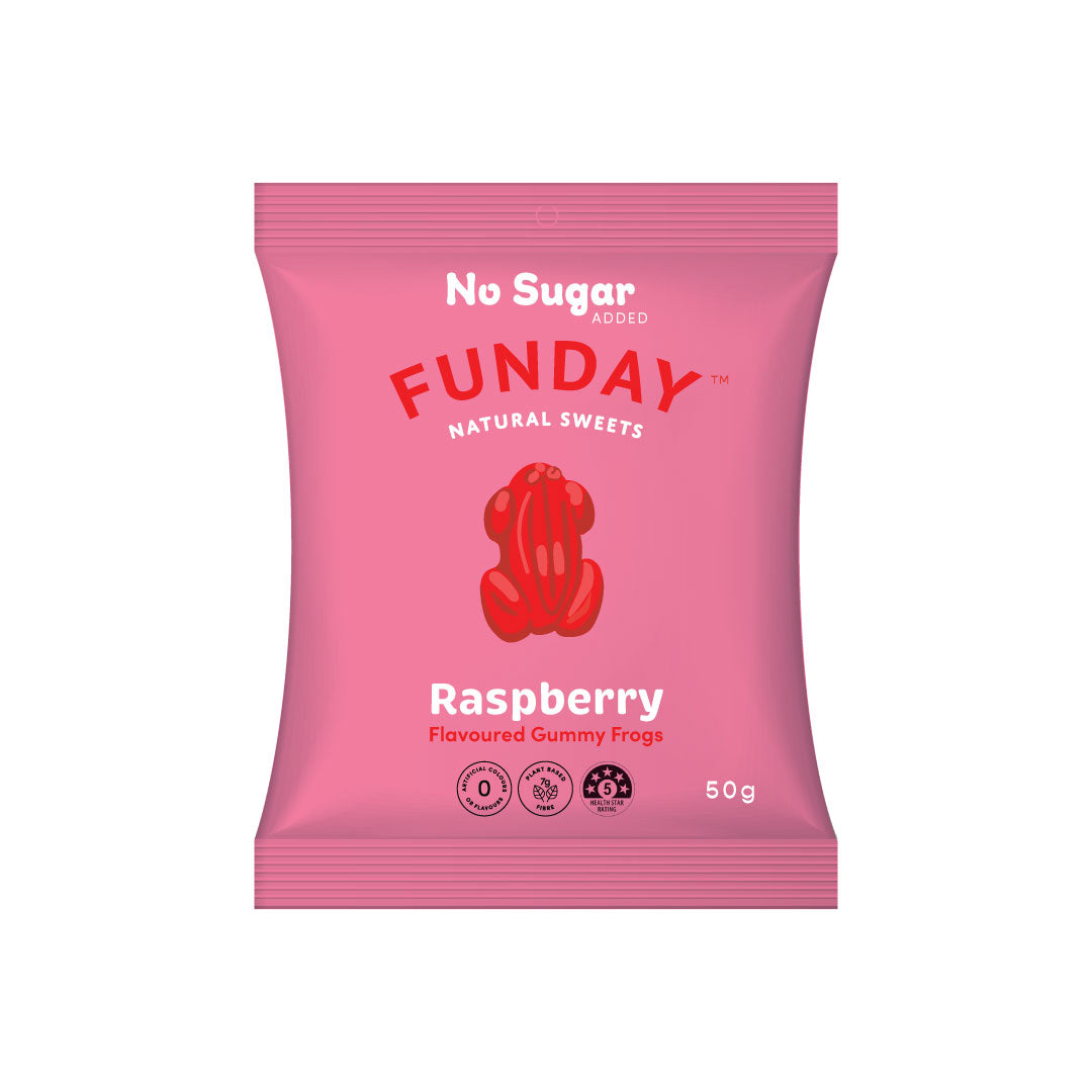Funday Natural Sweets Gummy Frogs Raspberry 50g