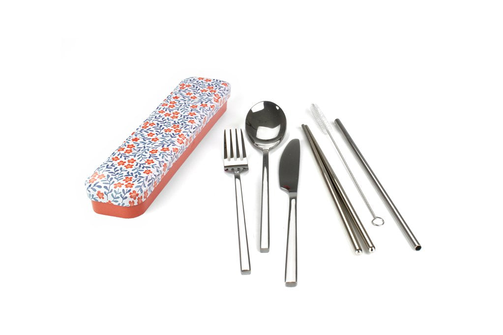 retro kitchen carry your cutlery - stainless steel cutlery set blossom