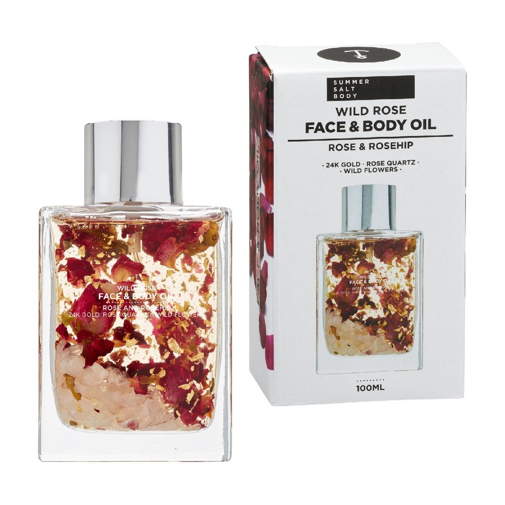 summer salt face & body oil with 24k gold wild rose - rose quartz 100ml