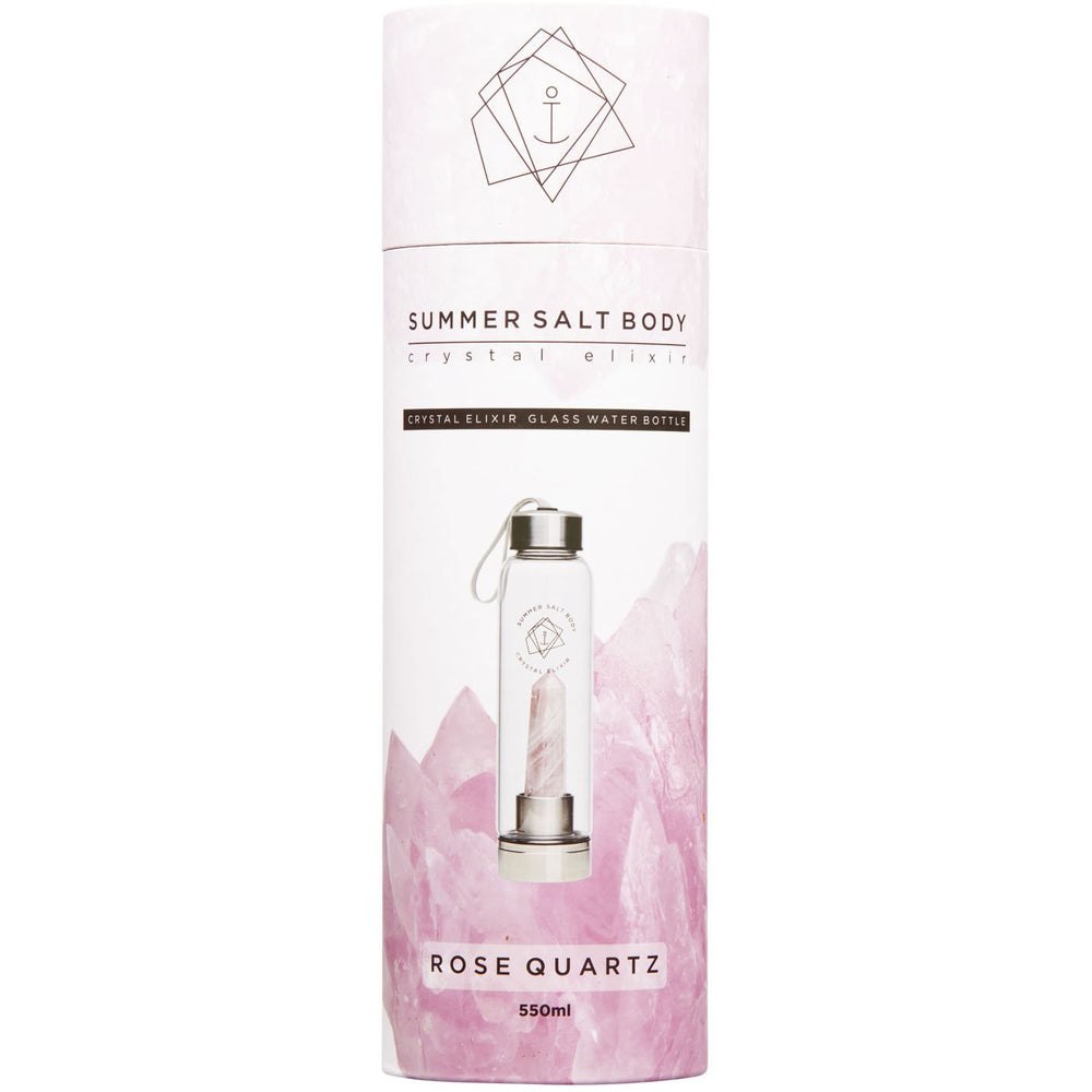 SPECIAL OFFER Summer Salt Body Crystal Elixir Glass Water Bottle Rose Quartz 550ml