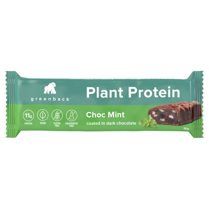 greenback plant protein chocolate mint bar 12 x 50g