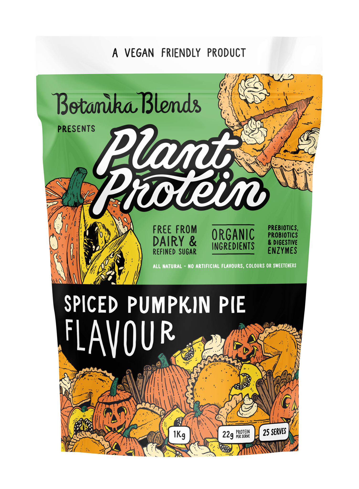 botanika blends plant protein spiced pumpkin pie 1kg