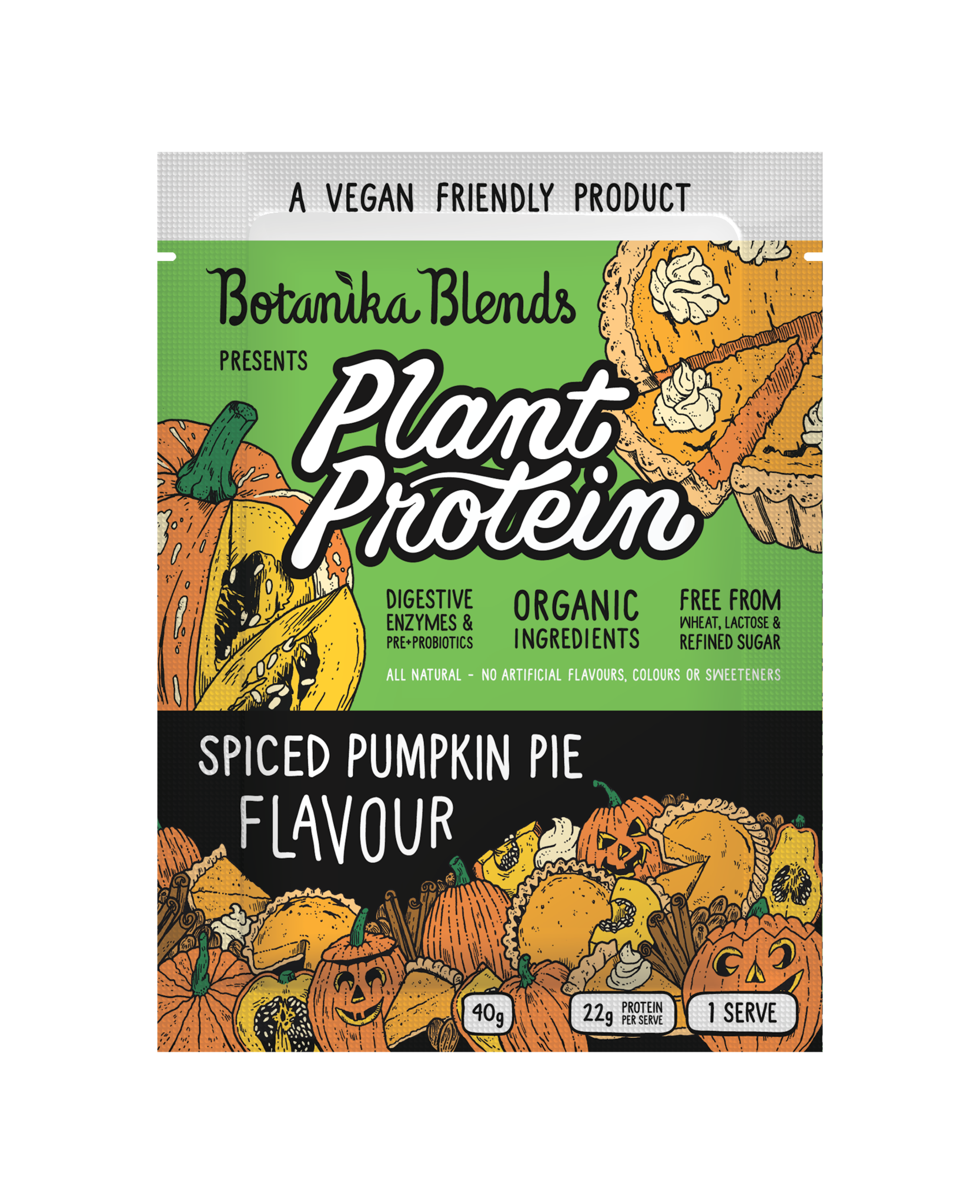botanika blends plant protein spiced pumpkin pie 12 x 40g