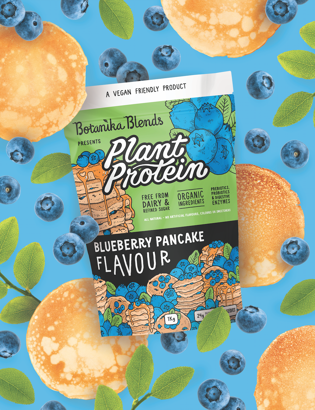 botanika blends plant protein blueberry pancake 1kg 1kg